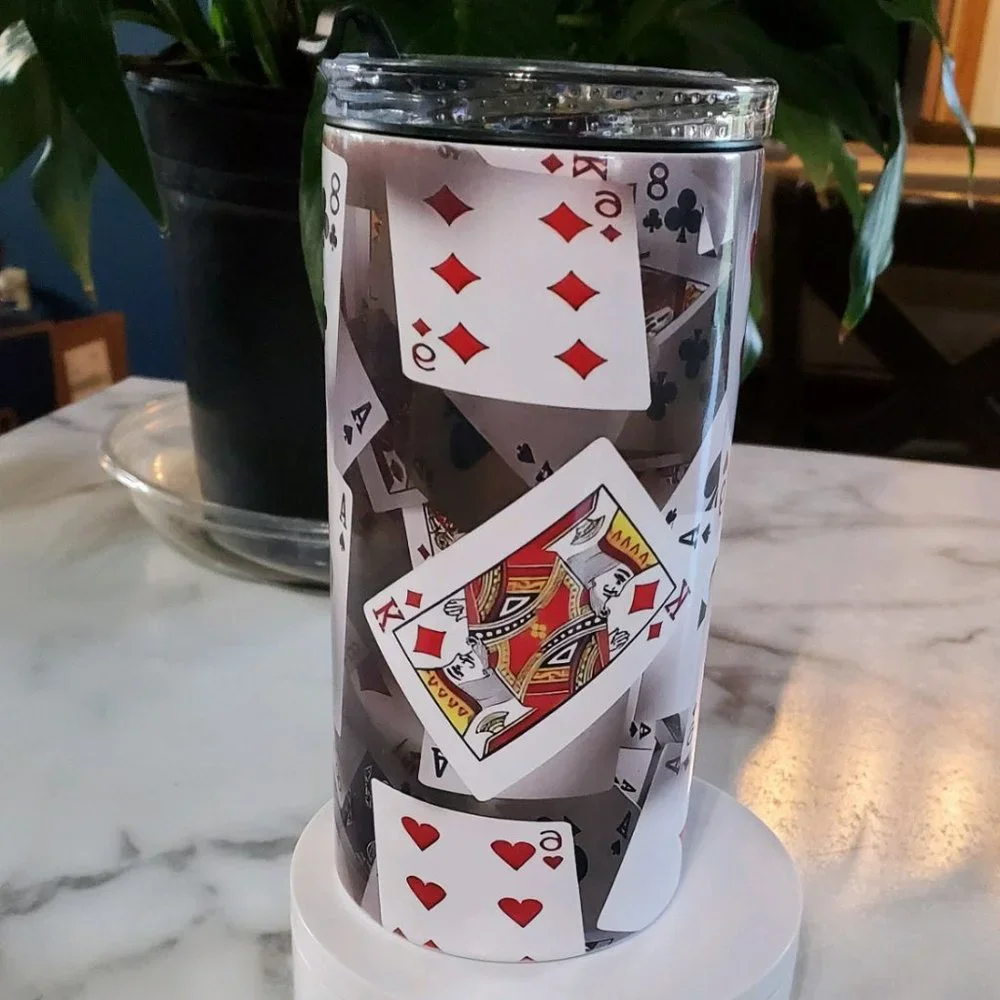 Playing Cards 4 in 1 Can Cooler 14oz Tumbler 🎉sale